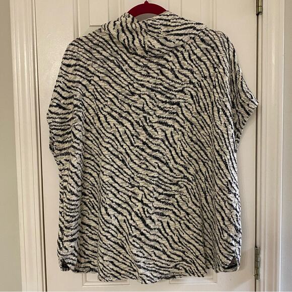 CHAUS • New York Black + White Zebra Print Cowl Neck Top - Picture 7 of 7